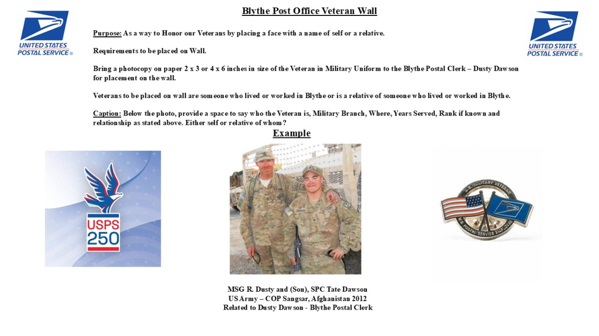 Blythe Post Office Veterans Wall